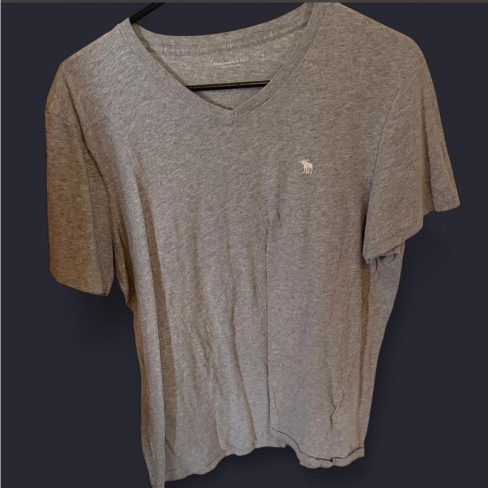 VINTAGE!!!Abercrombie & Fitch Gray V-Neck Logo Tee